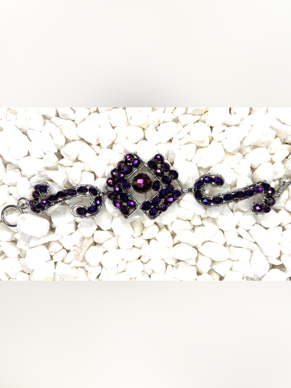 Purple Faceted Bead Statement Bracelet - Women's Jewelry - Picture 2 of 2